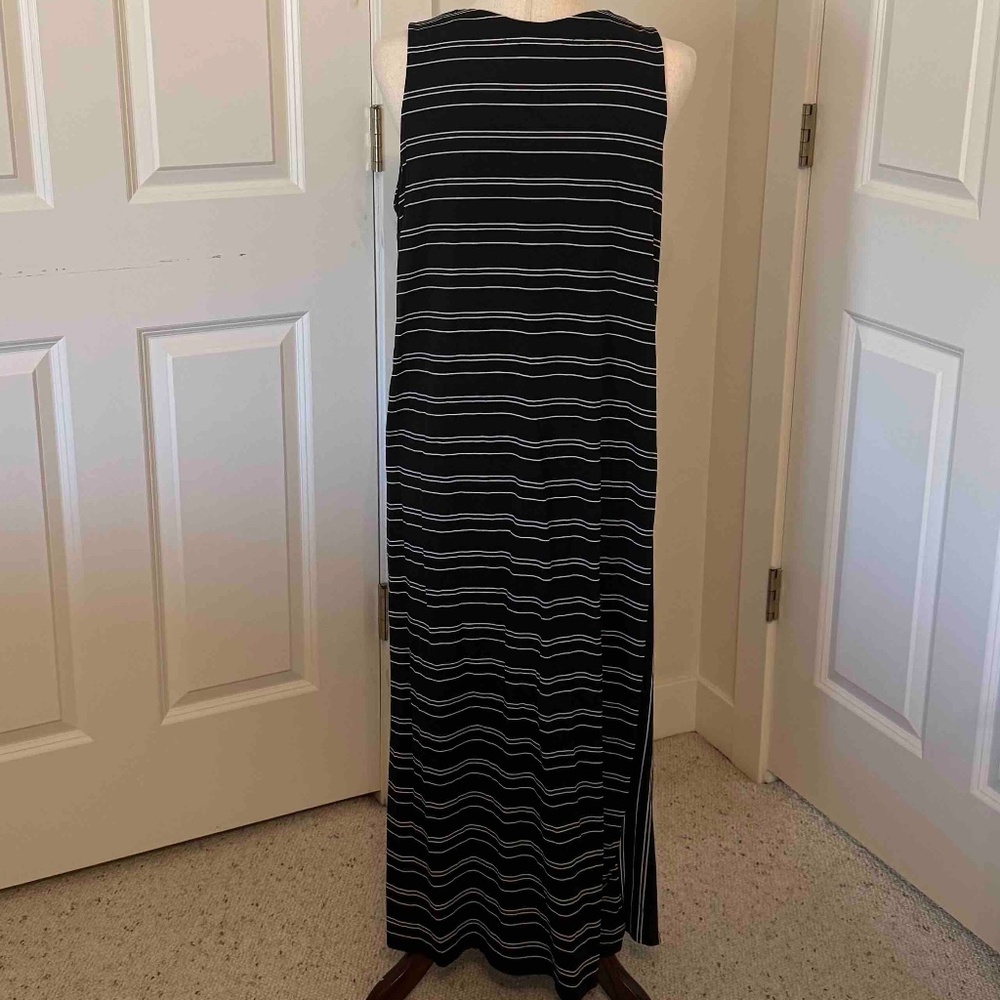 J Jill Sleeveless Stripe V-neck Maxi Dress Sz Large Petite - Picture 5 of 7